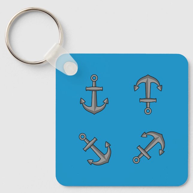 Tecknad Boat Anchor Set Nyckelring (Framsida)
