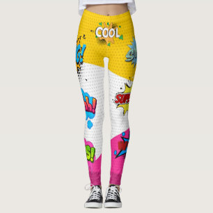 Tecknad Bok Art Pop-färgad Leggings