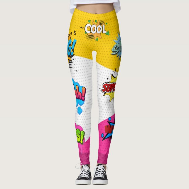 Tecknad Bok Art Pop-färgad Leggings (Framsida)