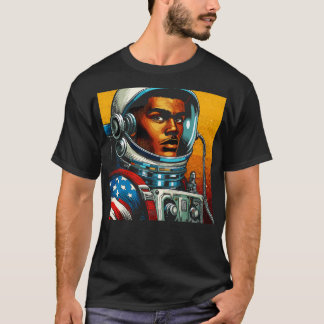 Tecknad Bok Astronaut i Art Stil T Shirt