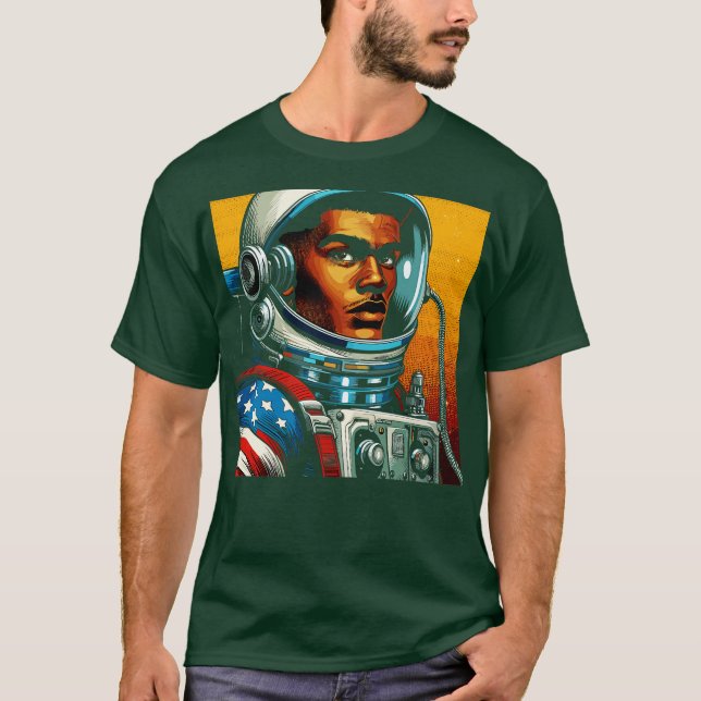 Tecknad Bok Astronaut i Art Stil T Shirt (Framsida)