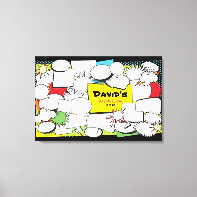 TECKNAD BOK Bat mitzvah inloggningsminneskort för  Canvastryck (Framsida)