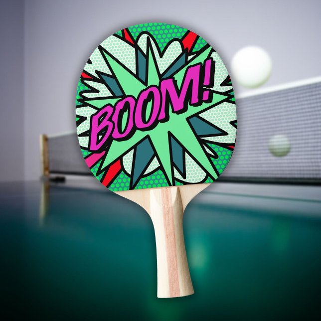 Tecknad Bok BOOM Modern Roligt Coola Pingisracket (Comic Book BOOM Modern Fun Cool Ping Pong Paddle)