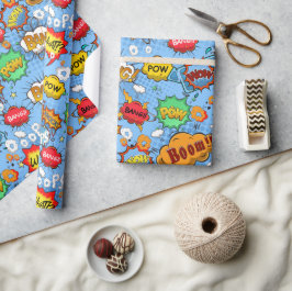 Tecknad Bok Bubbles Wrapping Papper Presentpapper