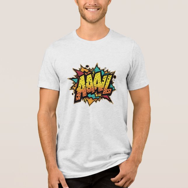 "Tecknad Bok Burst: AAAL! Bella+Canvas T Shirt (Framsida)