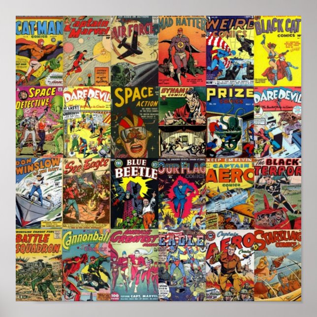 Tecknad Bok Collage II Poster (Framsidan)