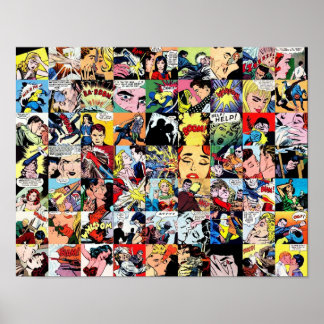 Tecknad Bok Collage Poster
