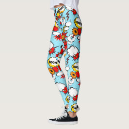 Tecknad Bok Exklamationer, brandsläckare, poliser Leggings