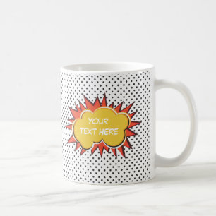 Tecknad Bok Explosion Anpassningsbar Text Bubble Kaffemugg