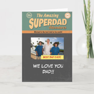 Tecknad Bok-fotokort, födelsedagen Fars dag Kort