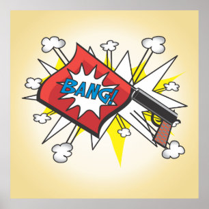 Tecknad bok inspirerade Bang Gun poster