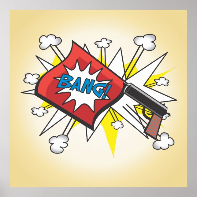 Tecknad bok inspirerade Bang Gun poster (Framsidan)