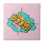 Tecknad Bok Ljud Effekt: Boom! Åtgärdsbubbla Kakelplatta<br><div class="desc">Den här Boom! Tecknad Bok Ord Bubble gör en underbar jul- eller födelsedagspresent för tecknad bok eller popart fläkt. © Copyright 2025 P.D.,  Vintage Tecknad Art. Med ensamrätt. höger.</div>