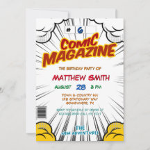 Tecknad Bok Magazine Stil Barns födelsedag Party