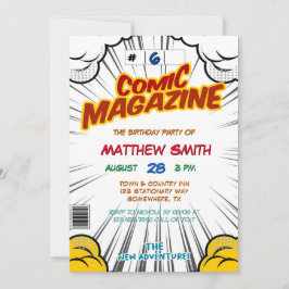 Tecknad Bok Magazine Stil Barns födelsedag Party Inbjudningar