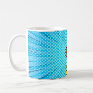 Tecknad bok mot bakgrund, klassisk popup-stil kaffemugg