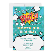 Tecknad Bok PARTY! Inbjudan