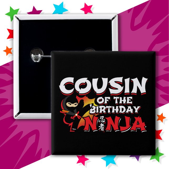 Tecknad Bok Party kusin vid Birthday Ninja Knapp (Skapare uppladdad)