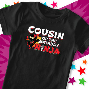 Tecknad Bok Party kusin vid Birthday Ninja T Shirt