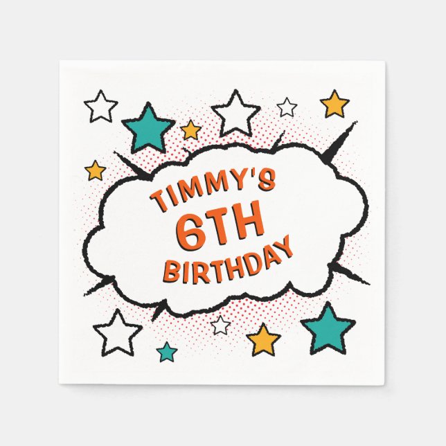 Tecknad Bok PARTY! Napkins Pappersservett (Framsidan)