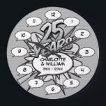 Tecknad Bok Pop art. 25:e Silver-årsdagen Stor Klocka<br><div class="desc">Anpassa med din namn och 25-årsinformation. En utformning av coola,  trendig och roligt som i ännu högre grad gör att vi kan fira en speciell silver-årsdag i firande.</div>