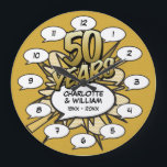 Tecknad Bok Pop Art 50:e högtidlighållandet Stor Klocka<br><div class="desc">Anpassa med din namn och 50-årsinformation. En utformning av coola, trendig och roligt som ännu mer gör att man kan fira en speciell guldårsdag i firande.</div>