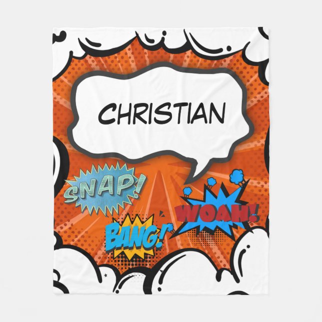 Tecknad Bok Pop Art Bang Anpassningsbar Fleecefilt (Framsidan)