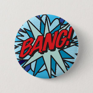 Tecknad Bok pop Art BANG! Knapp