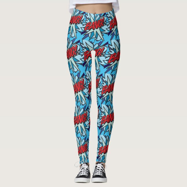 Tecknad Bok pop Art BANG Leggings (Framsida)