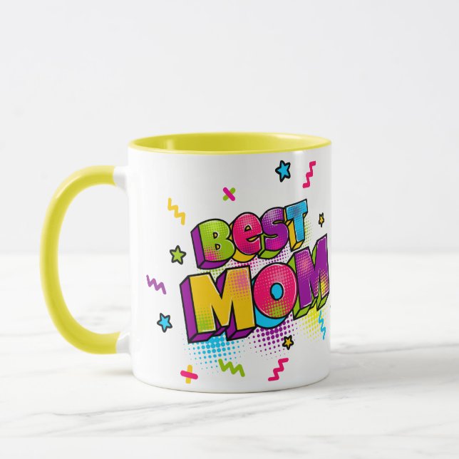 Tecknad Bok Pop Art Bästa Mamma Mugg (Vänster)