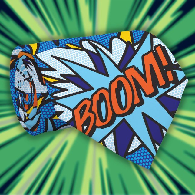 Tecknad Bok Pop Art BOOM Supershjälte Slips (Comic Book Pop Art BOOM Superhero Tie)