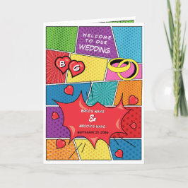 Tecknad Bok Pop Art Bröllop serviceorder Program