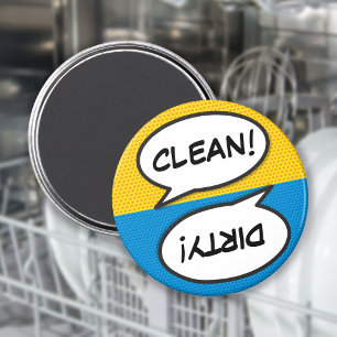 Tecknad Bok Pop Art Dishwasher Clean Dirty Magnet