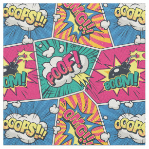 Tecknad Bok Pop Art Fabric Tyg