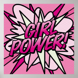 Tecknad Bok Pop Art GIRL POWER Poster
