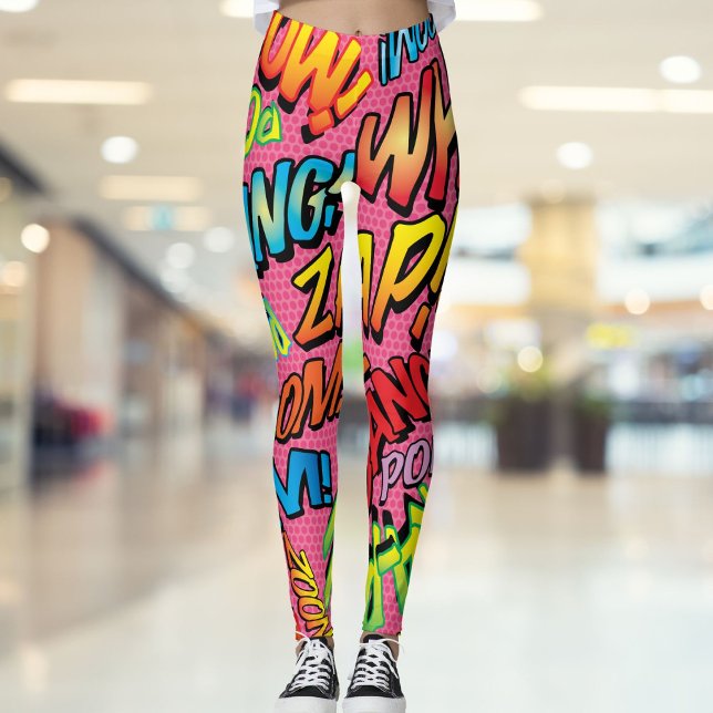 Tecknad Bok Pop Art Ljud Leggings (Comic Book Pop Art Sounds Leggings)