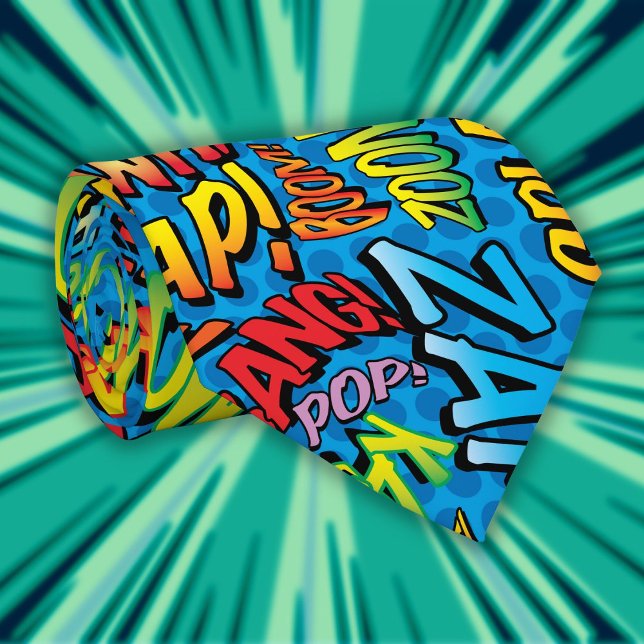 Tecknad Bok Pop Art Ljud Superhjälte Slips (Comic Book Pop Art Sounds Superhero Neck Tie)