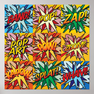 Tecknad Bok Pop Art Modern Colorful TypoGraphics G Poster