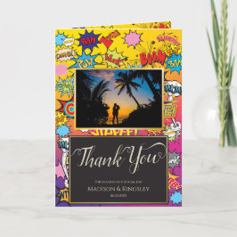 Tecknad Bok Pop Art 💥 🎉 Otrovärdig Bröllop Tack Kort