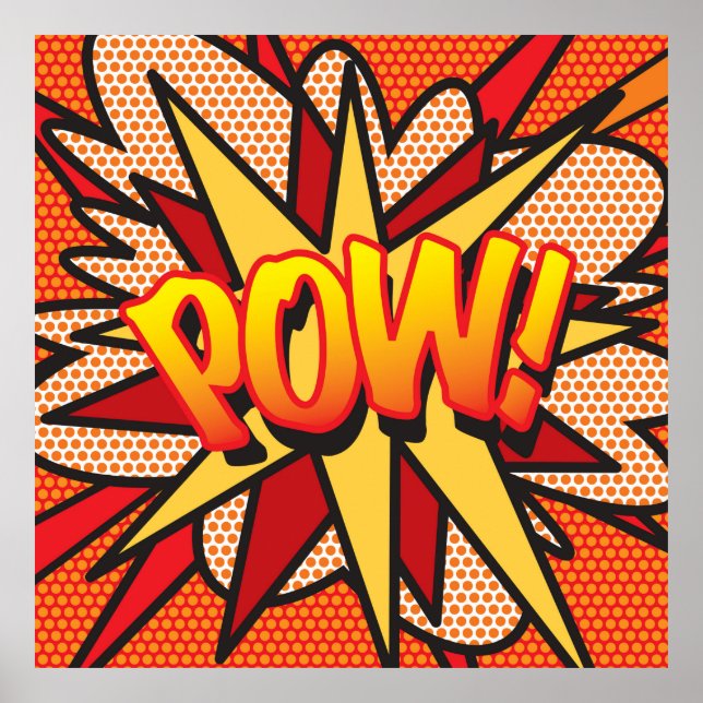 Tecknad Bok Pop Art POW Superhjälte Poster (Framsidan)
