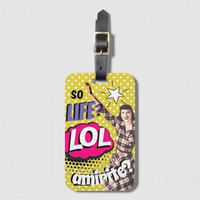 Tecknad Bok Pop Art Retro Dam Funny Bagagebricka (Framsida vertikal)