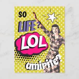 Tecknad Bok Pop Art Retro Dam Funny Helg Vykort