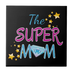 Tecknad Bok Pop Art Superhjälte Mamma Mors dag Kakelplatta