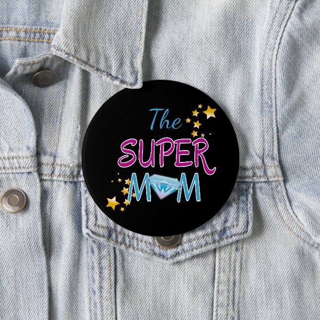 Tecknad Bok Pop Art Superhjälte Mamma Mors dag Knapp (In Situ)