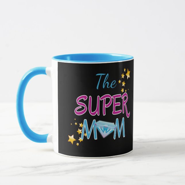 Tecknad Bok Pop Art Superhjälte Mamma Mors dag Mugg (Vänster)