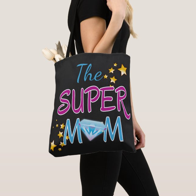 Tecknad Bok Pop Art Superhjälte Mamma Mors dag Tygkasse (Närbild)