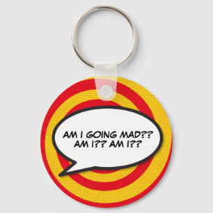 Tecknad Bok Pop Art Tal Bubble Nyckelring