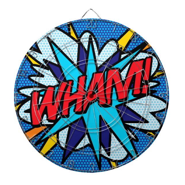Tecknad Bok Pop Art WHAM Darttavla (Framsidan)