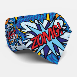 Tecknad Bok Pop Art ZOMG Superhjälte Slips