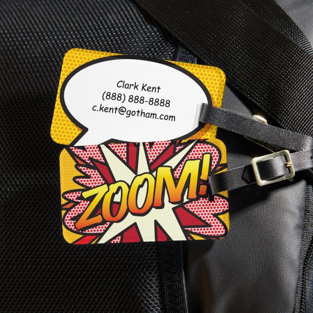 Tecknad Bok Pop Art ZOOM! personlig Bagagebricka (Comic Book Pop Art ZOOM Personalized Luggage Tag)